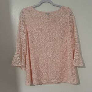Croft &‎ Barrow Floral Lace Blouse in Soft Pink